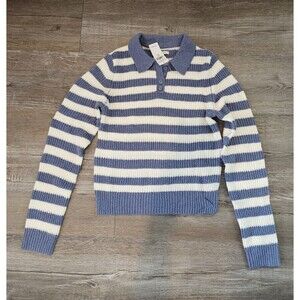 American Eagle Women's Blue & White Striped Sweater, Size Small